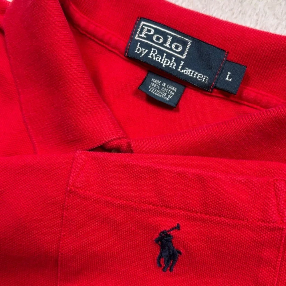 Polo Ralph Lauren Polo Shirt Men L Red Short Sleeve Pocket PONY LOGO Preppy Golf